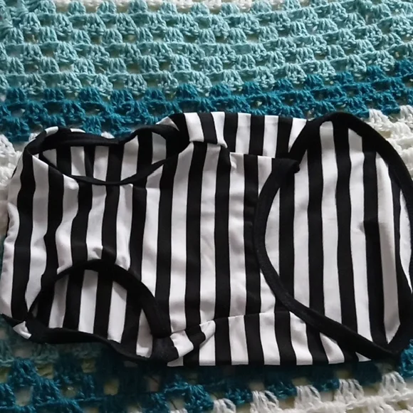 Black and White Striped Small Pet Tank Top - Picture 2 of 2